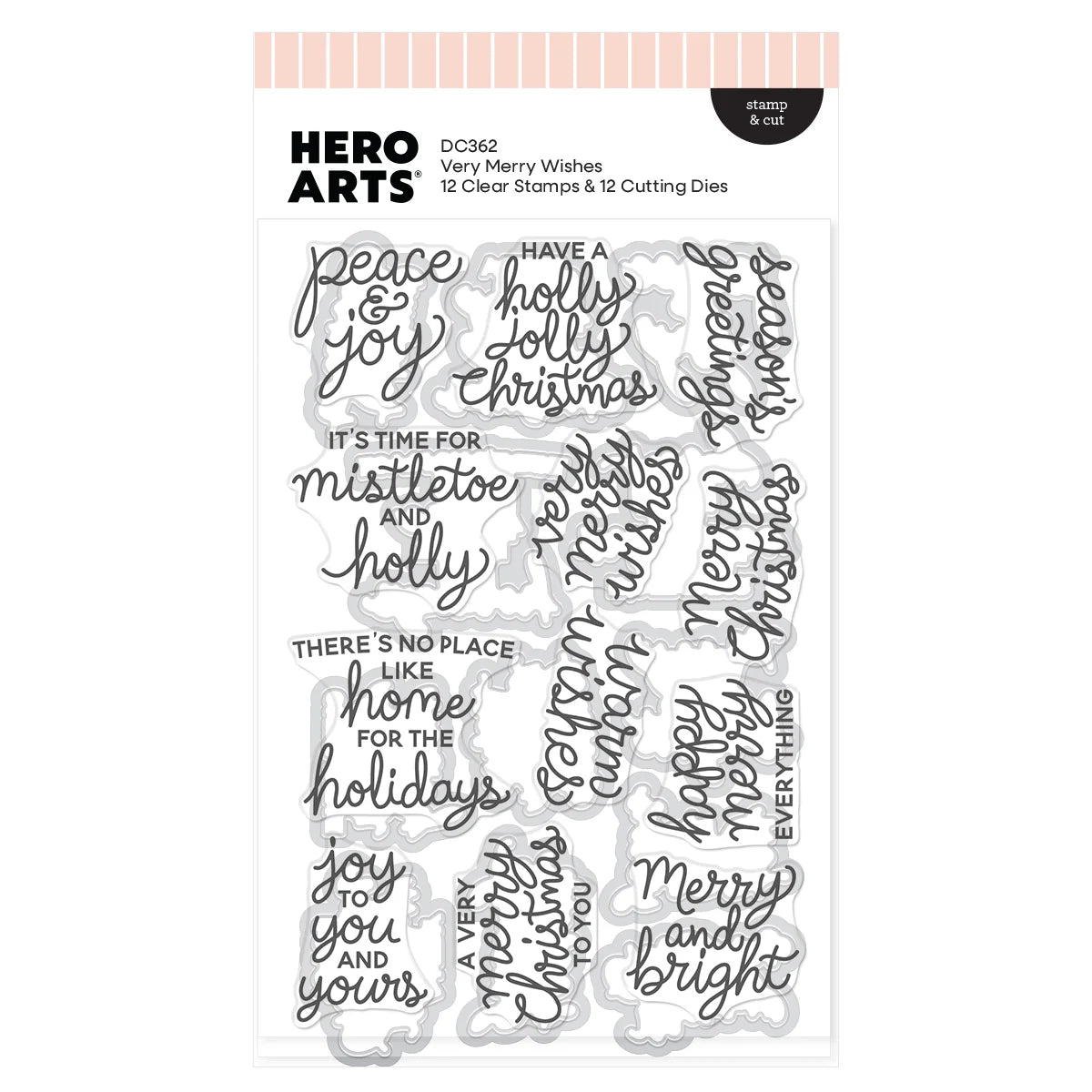 Hero Arts Very Merry Wishes stamp and die combo package, DC362
