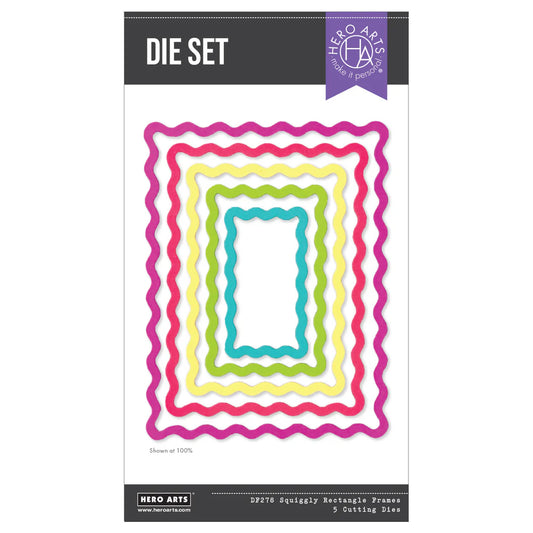 Hero Arts die set packaging with colorful rectangular frames on a white background