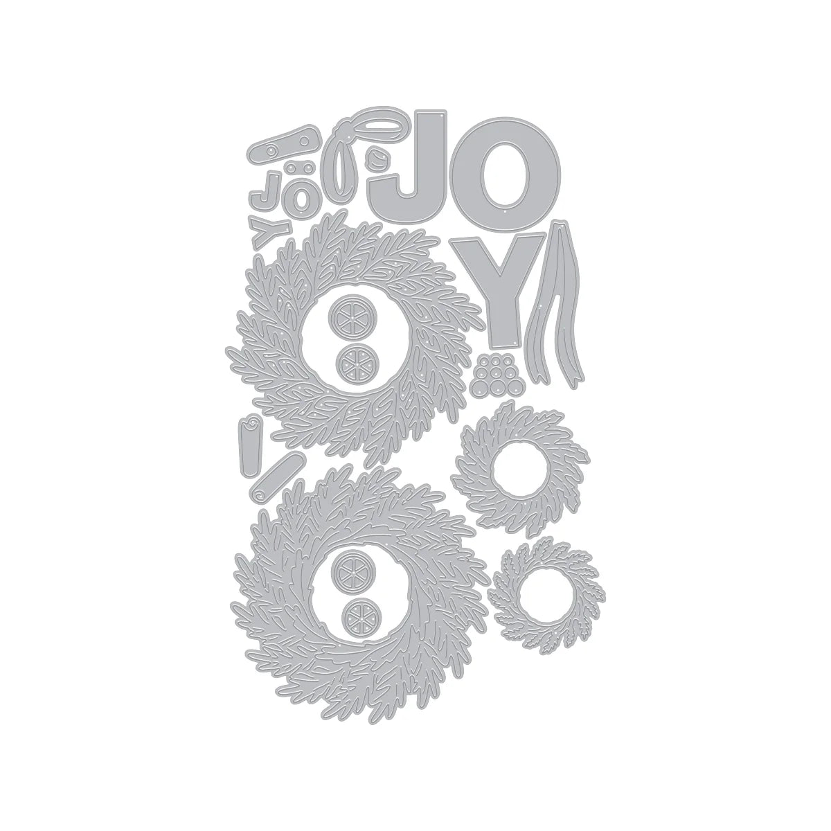 Hero Arts Winter Wreath cutting dies with JOY letters and citrus wreath shapes
