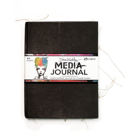 Black media journal with a visible brand label on a white background