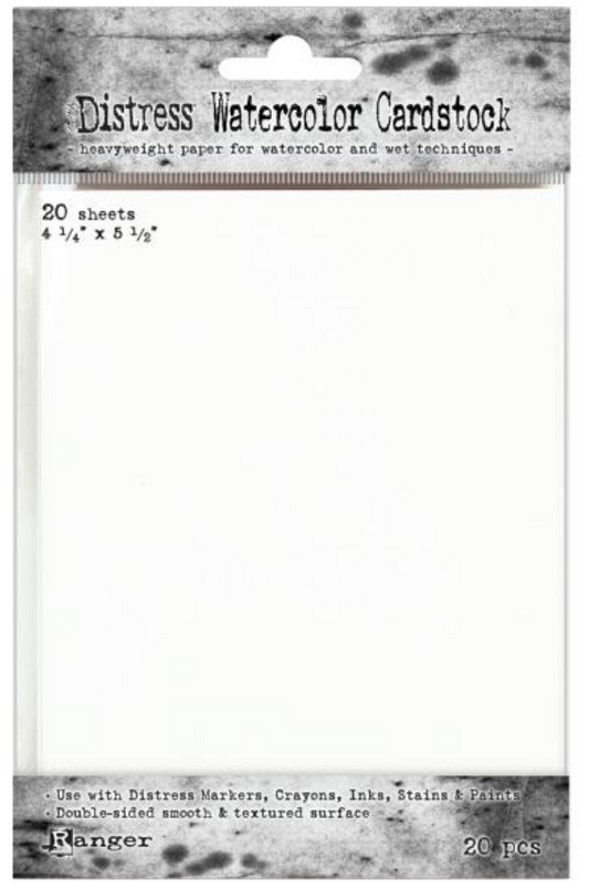 Package of Distress Watercolor Cardstock with text and branding.