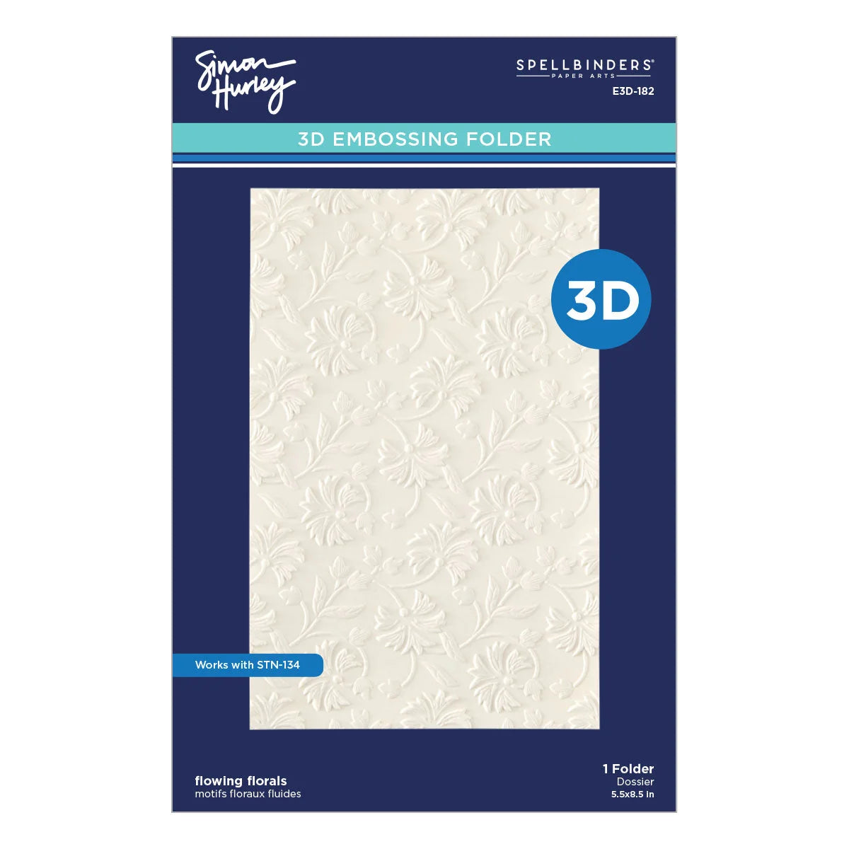 Spellbinders Flowing Florals 3D Embossing Folder and Stencil Bundle by Simon Hurley