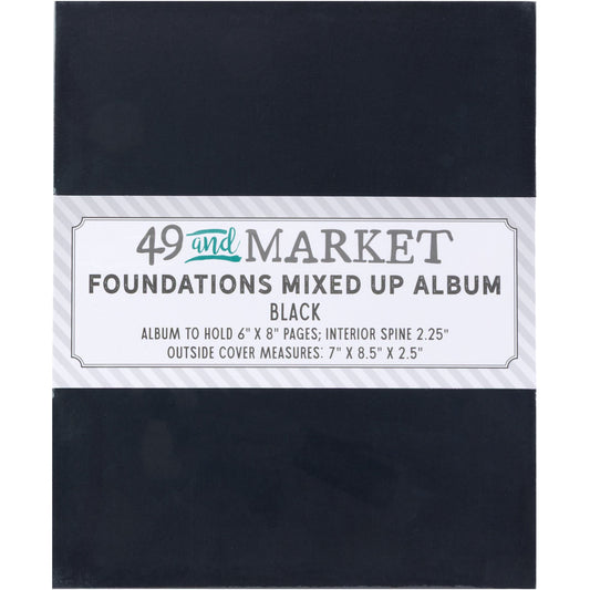 A black foundations mixed-up album by 49 and Market, shown vertically with its white paper label band in the center.
