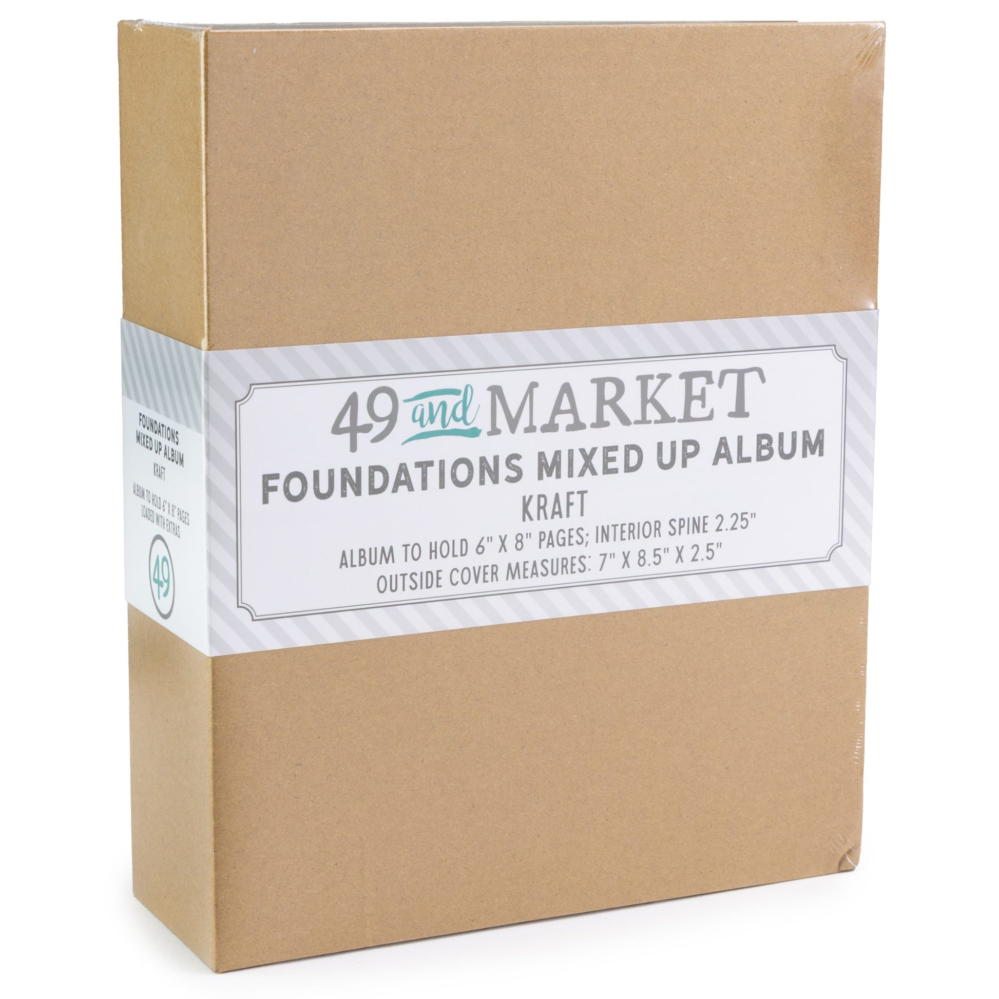 A kraft paper box for a 49 and Market Foundations Mixed Up Album, shown at a three-quarter angle on a white background.