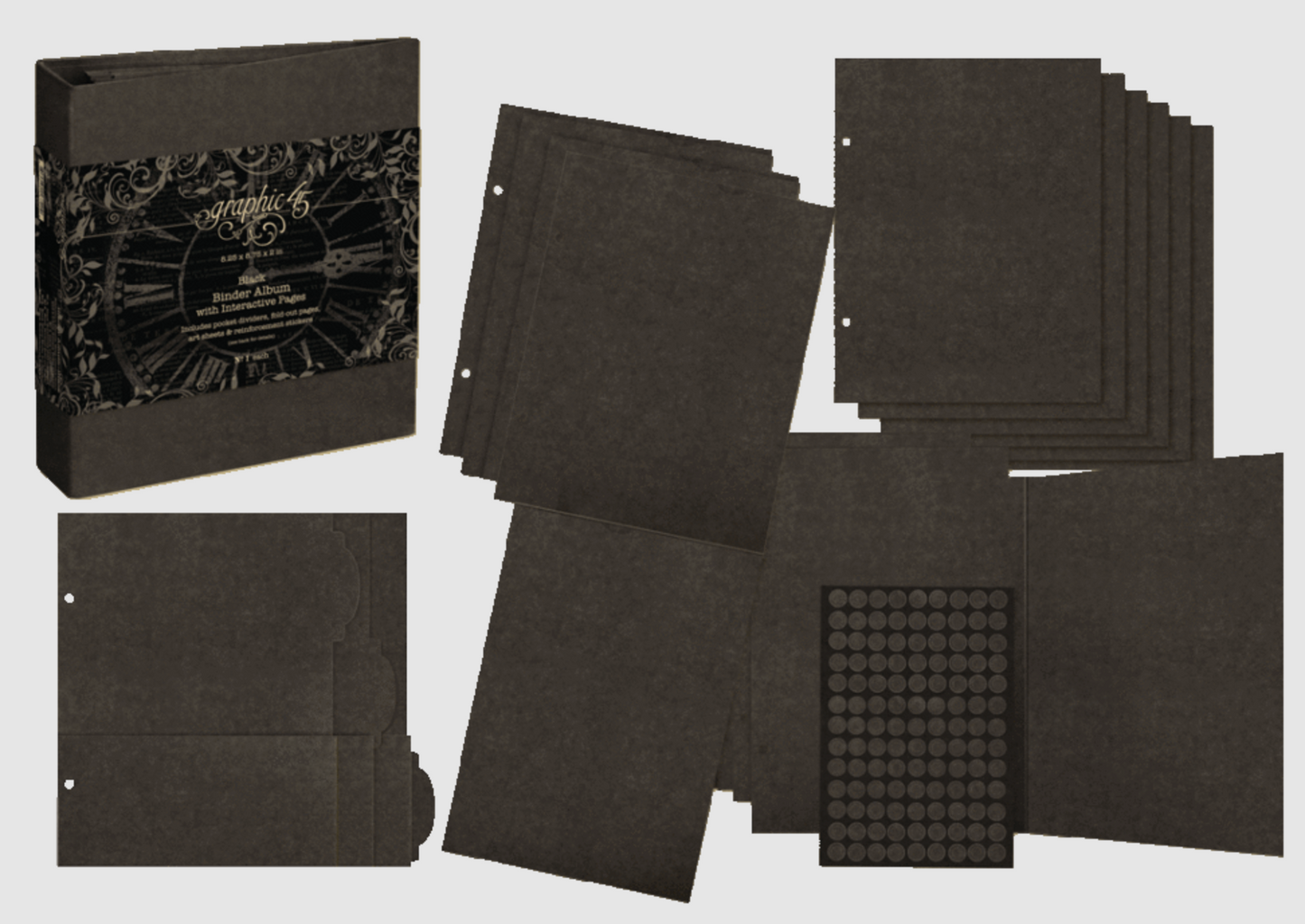 Graphic 45 Binder Album with Interactive Pages - Black
