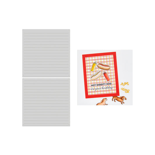 Greeting card with hot dog illustration and birthday message on a white background