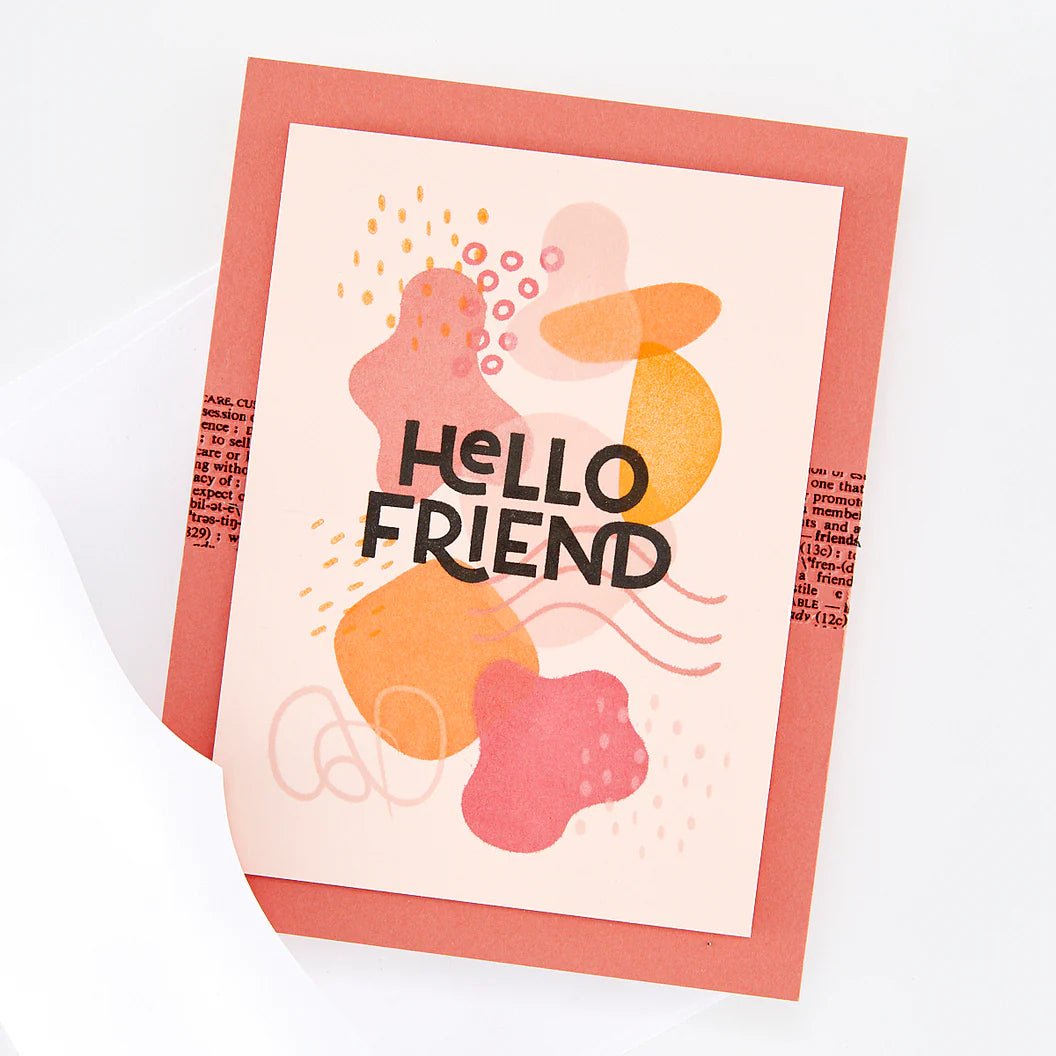 Coral and pinks helllo friend card sample