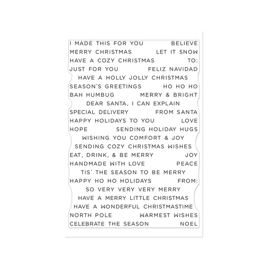 Hero Arts Season's Greetings stamp with mixed holiday sentiment word list