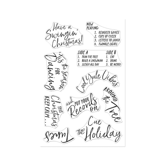 Collection of Christmas-themed phrases and song titles on a white background