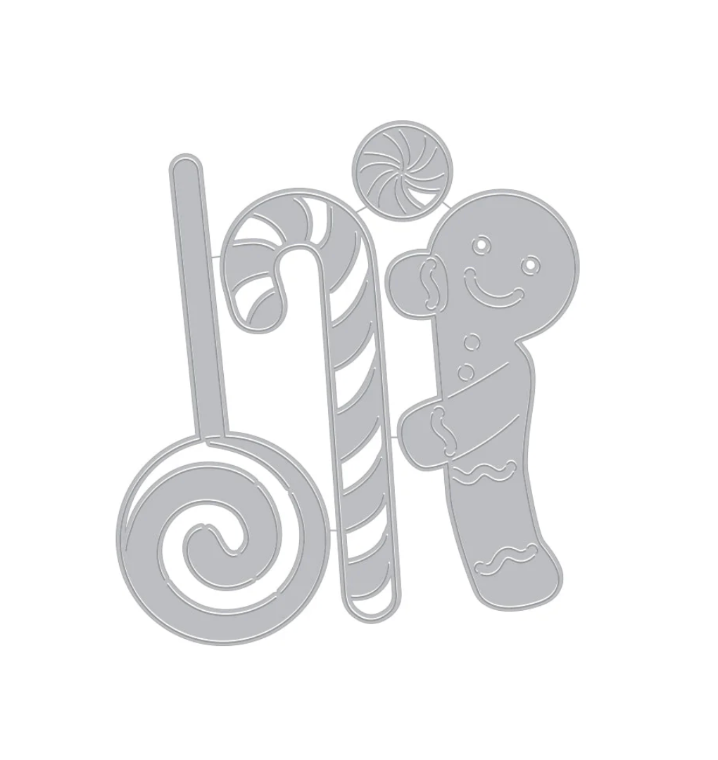 Metallic Christmas-themed cookie cutters on a white background
