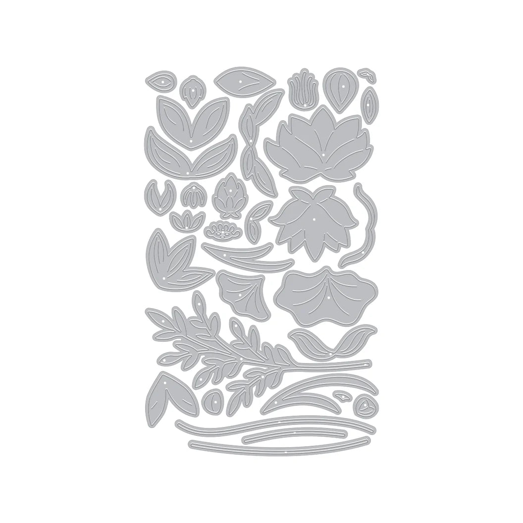 Lotus Floral die cut shapes on a white background