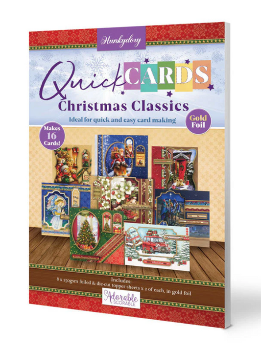 Hunkydory Quick Cards Christmas Classics Gold Foil packaging on a white background
