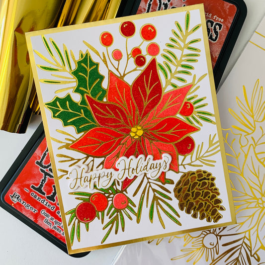 Spellbinders Full Bloom Poinsettia Glimmer Plate & Card Bundle