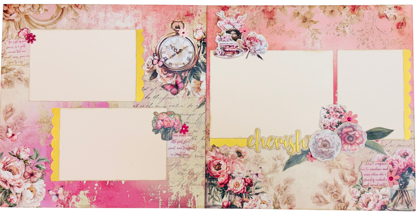 3 Quarter Designs Blossoming Peonies Scrapbook Layout Kit