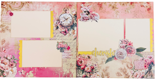 3 Quarter Designs Blossoming Peonies Scrapbook Layout Kit