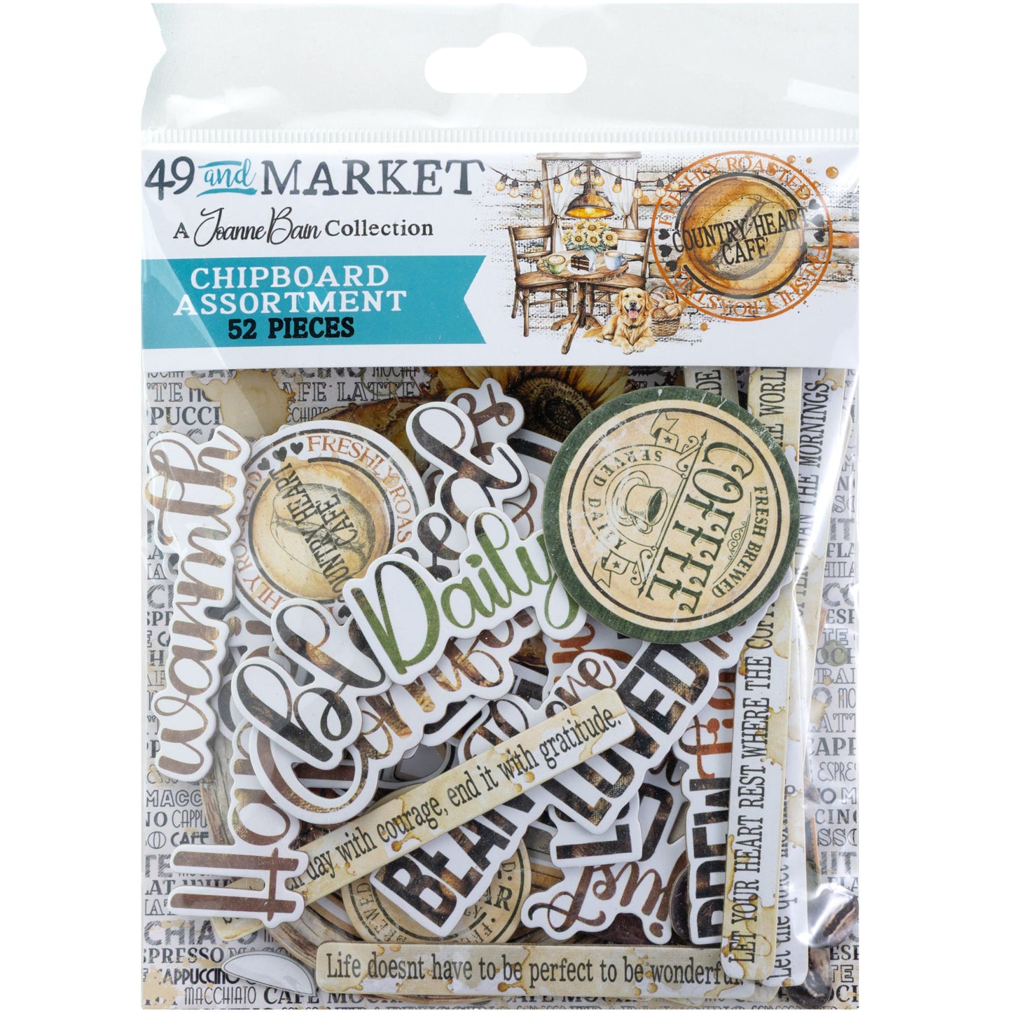 49 and Market Country Heart Cafe Chipboard Assortment
