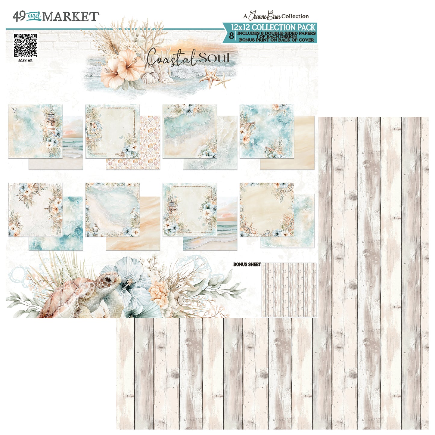 Collection pack with coastal-themed design elements on a white background