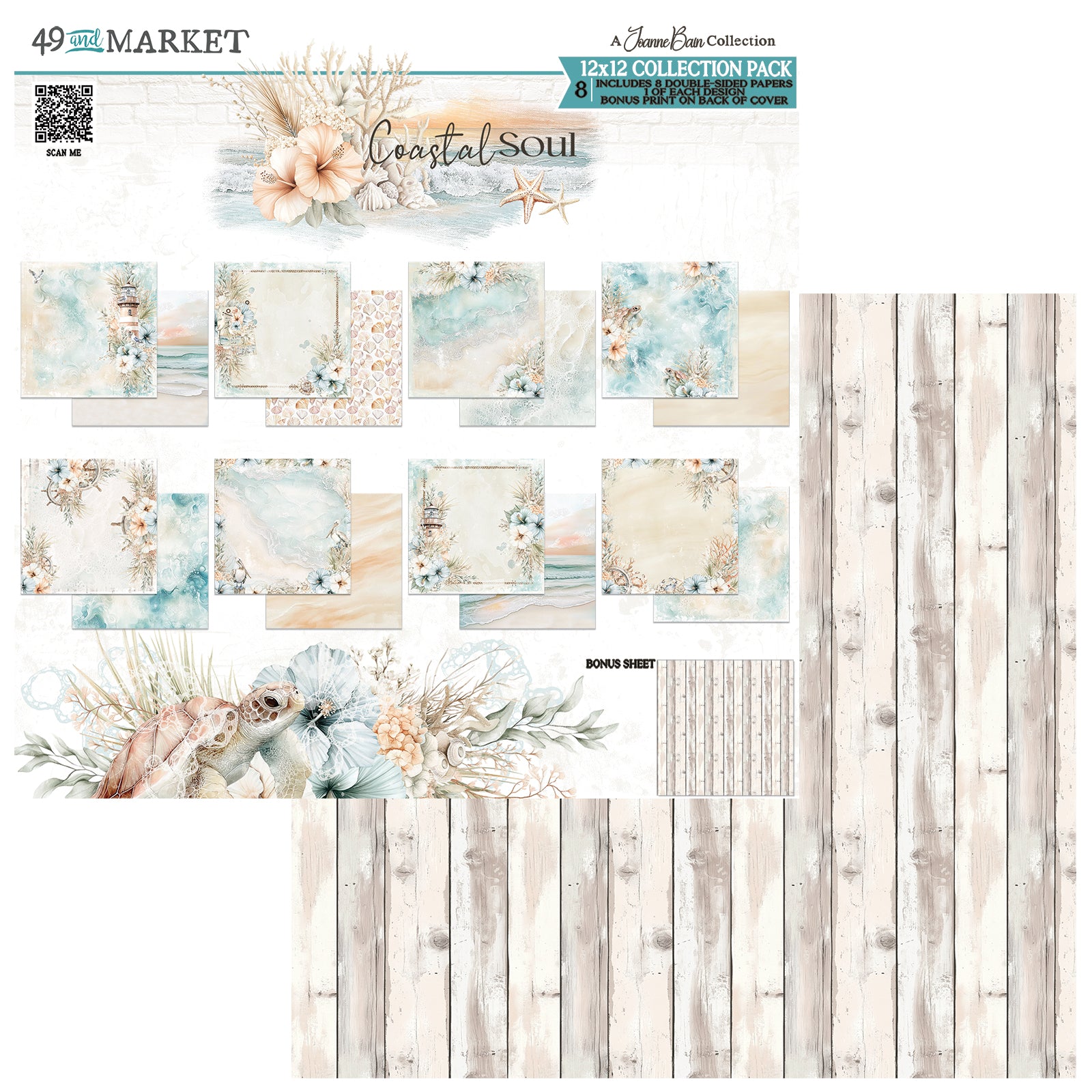 Collection pack with coastal-themed design elements on a white background