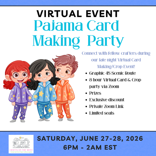 characters in pajamas with text for a card making session