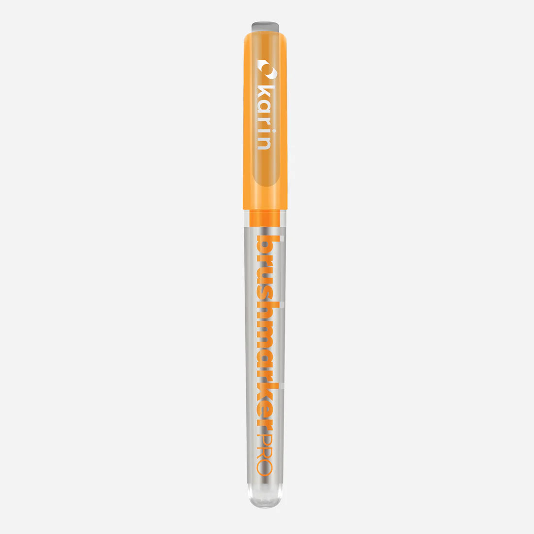 Marker shown with cap on, Karin Brushmarker PRO in amber