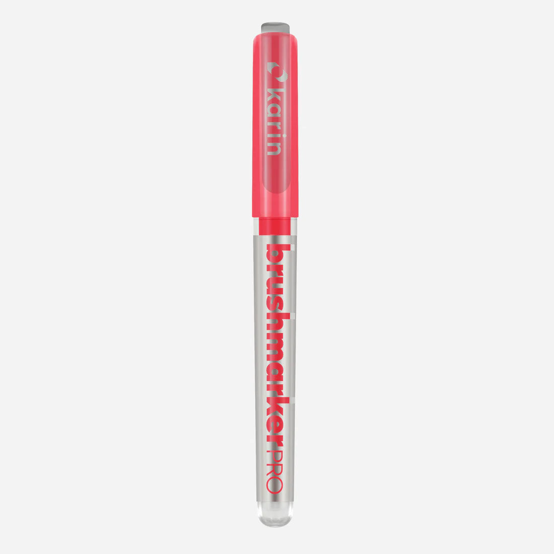 Marker shown with cap on, Karin Brushmarker PRO in Fire Red