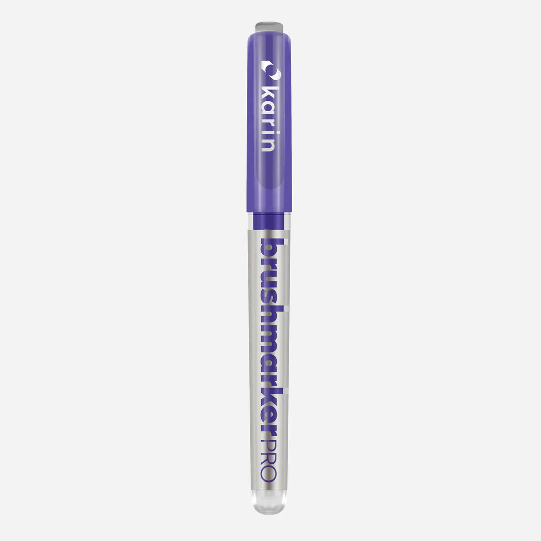 Marker shown with cap on, Karin Brushmarker PRO in pale violet