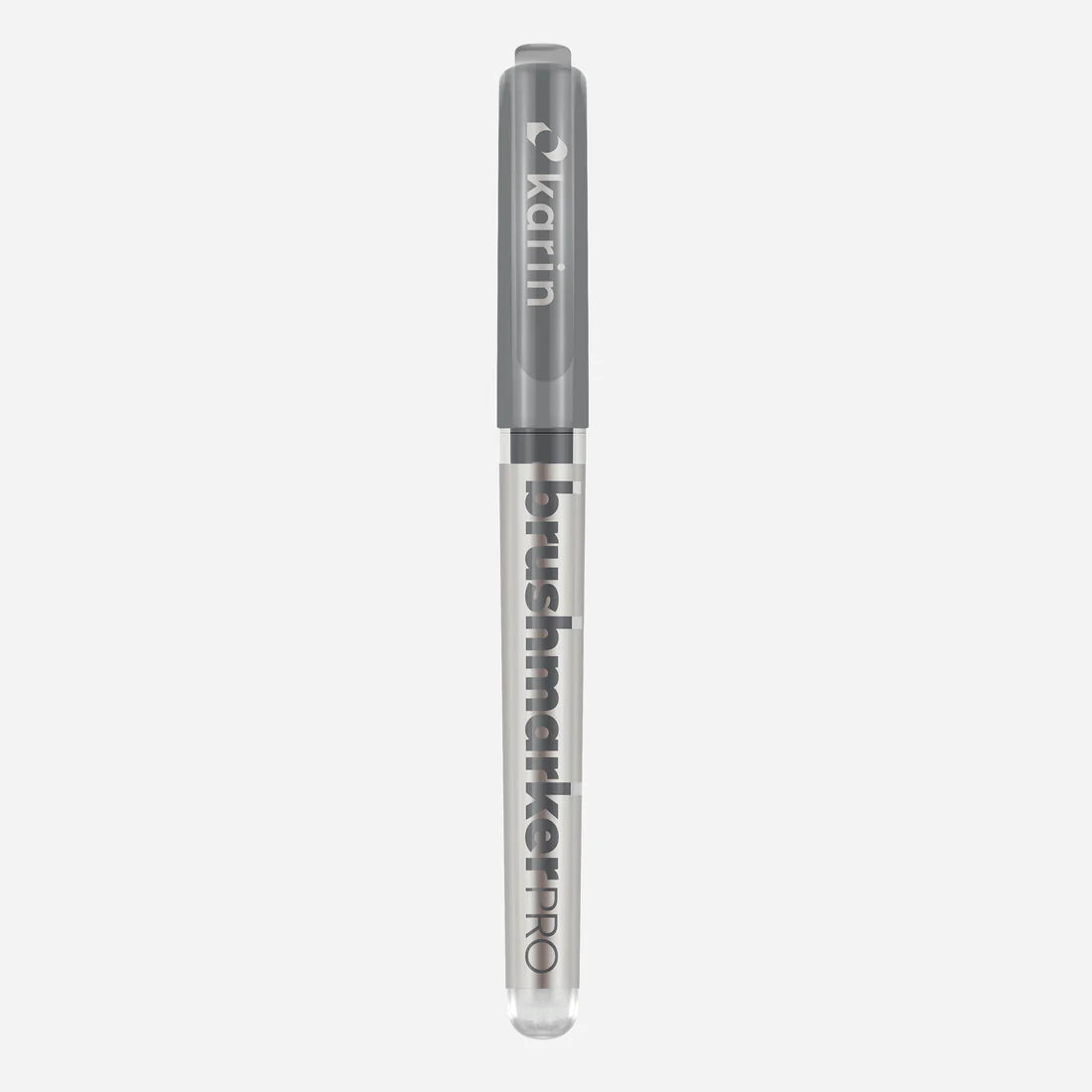 Neutral grey 3.131 Karin Brushmarker Pro watercolor pen with cap on light grey background