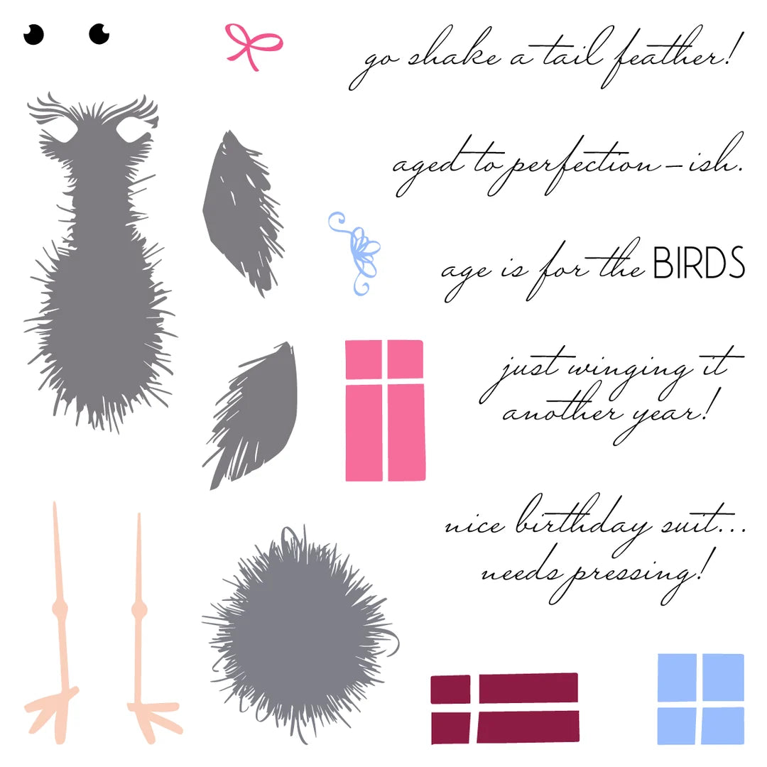 LDRS Fuzzy Wuzzies Birthday Suit Add-On Stamps and Dies