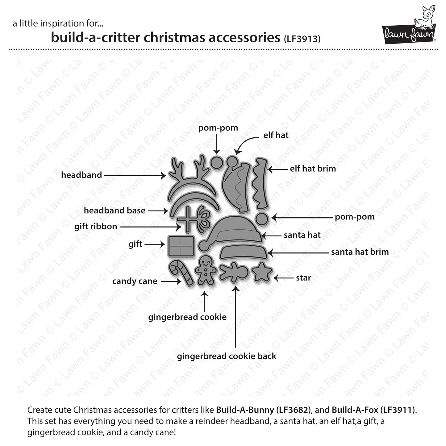 Lawn Fawn Build-A-Critter Christmas Accessories Dies