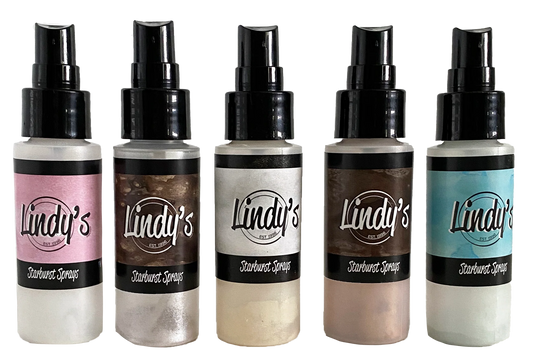 Five bottles of Lindy's Starburst Sprays on a white background