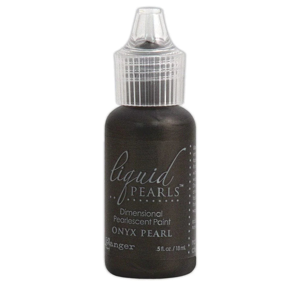 Bottle of liquid pearl paint labeled 'liquid pearls' on a white background