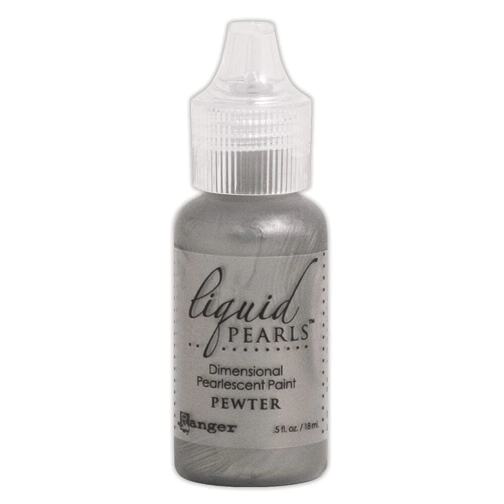 Bottle of Pewter Liquid Pearls dimensional pearlescent paint on a white background