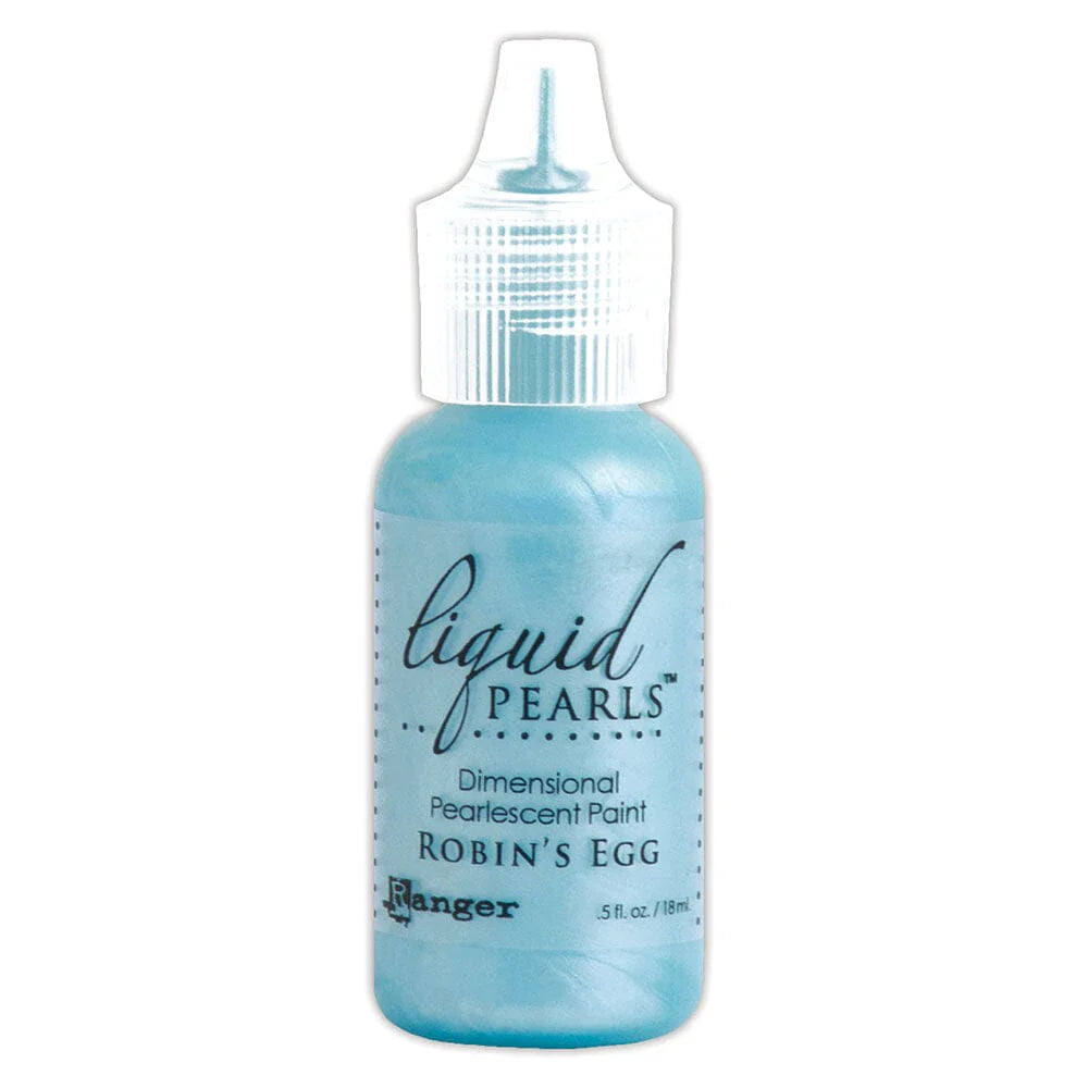 Bottle of Liquid Pearls dimensional pearlenscent paint in Robin's Egg color on a white background