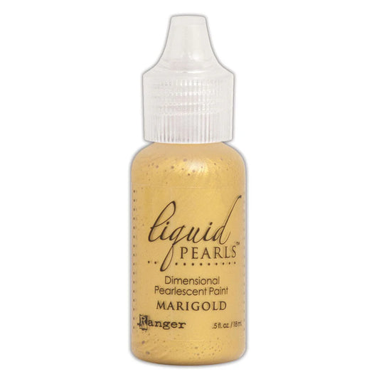 Bottle of Liquid Pearls Dimensional Pearlescent Paint in Marigold color on a white background