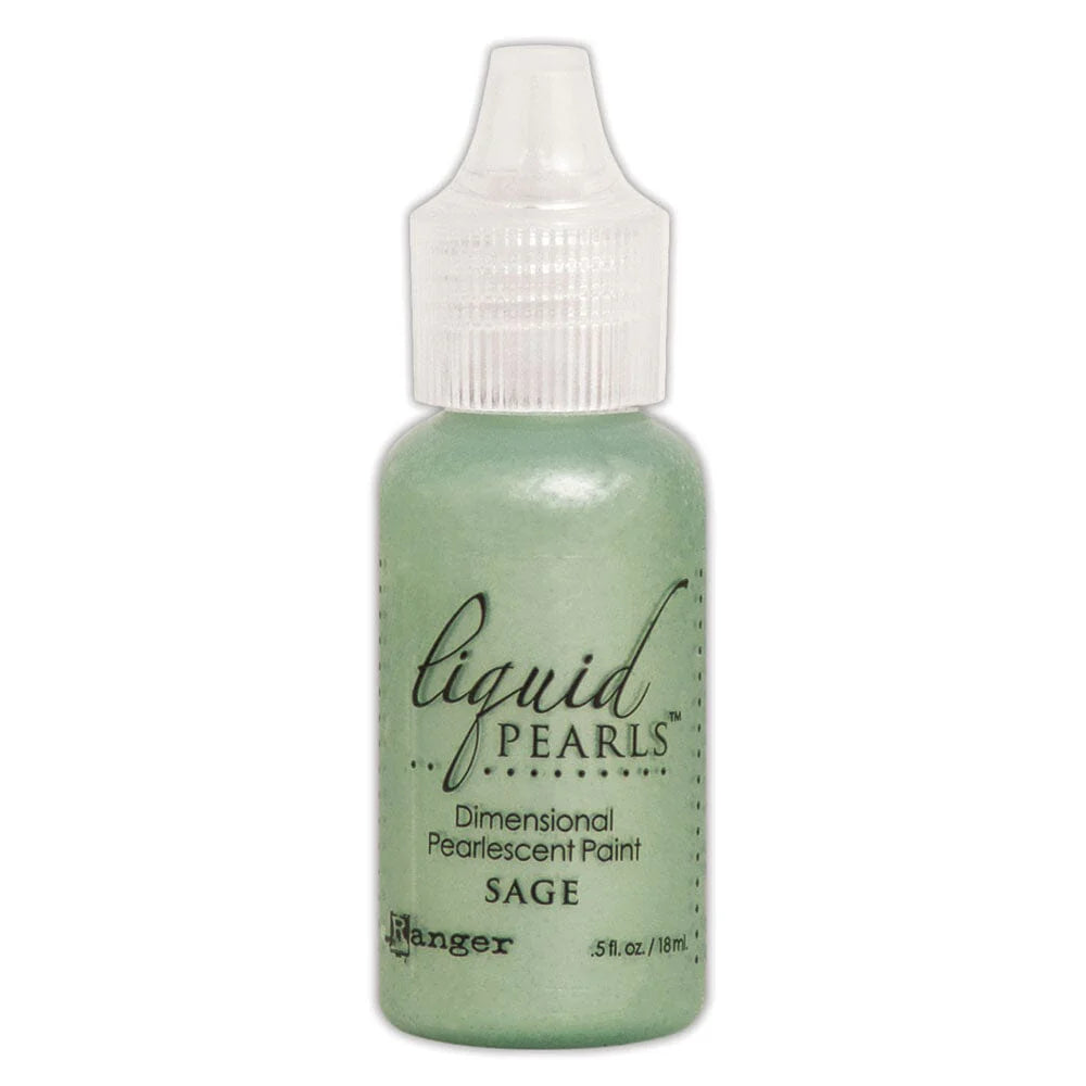 Bottle of Sage liquid pearls dimensional pearlescent paint on a white background