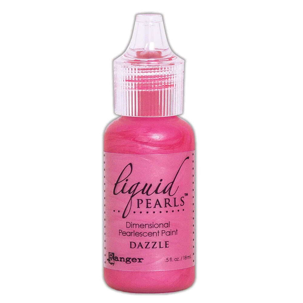 Pink bottle of Liquid Pearls dimensional pearllesscent paint on a white background