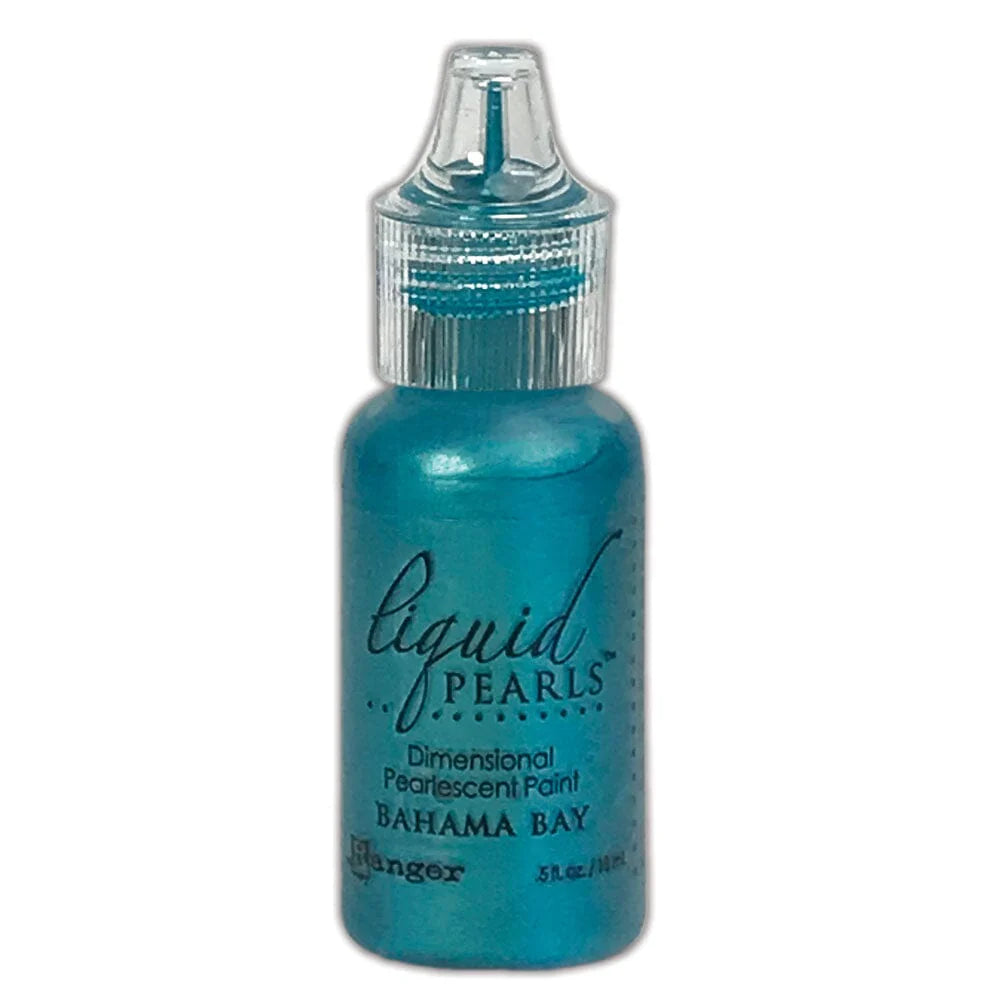 Bottle of Liquid Pearls dimensional paint in Bahama Bay color on a white background