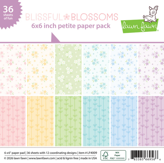 Lawn Fawn 6x6 Petite Paper Pack - Blissful Blossoms for cardmaking
