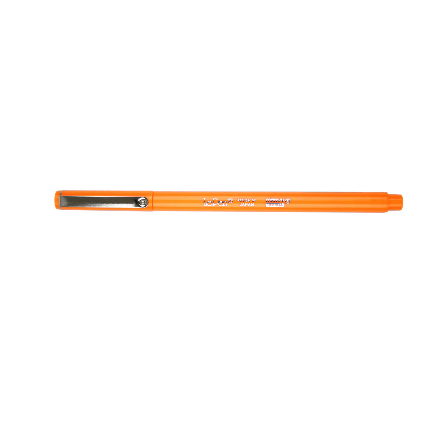 Pen shown with cap on, Marvy Uchida LePen in fluorescent orange