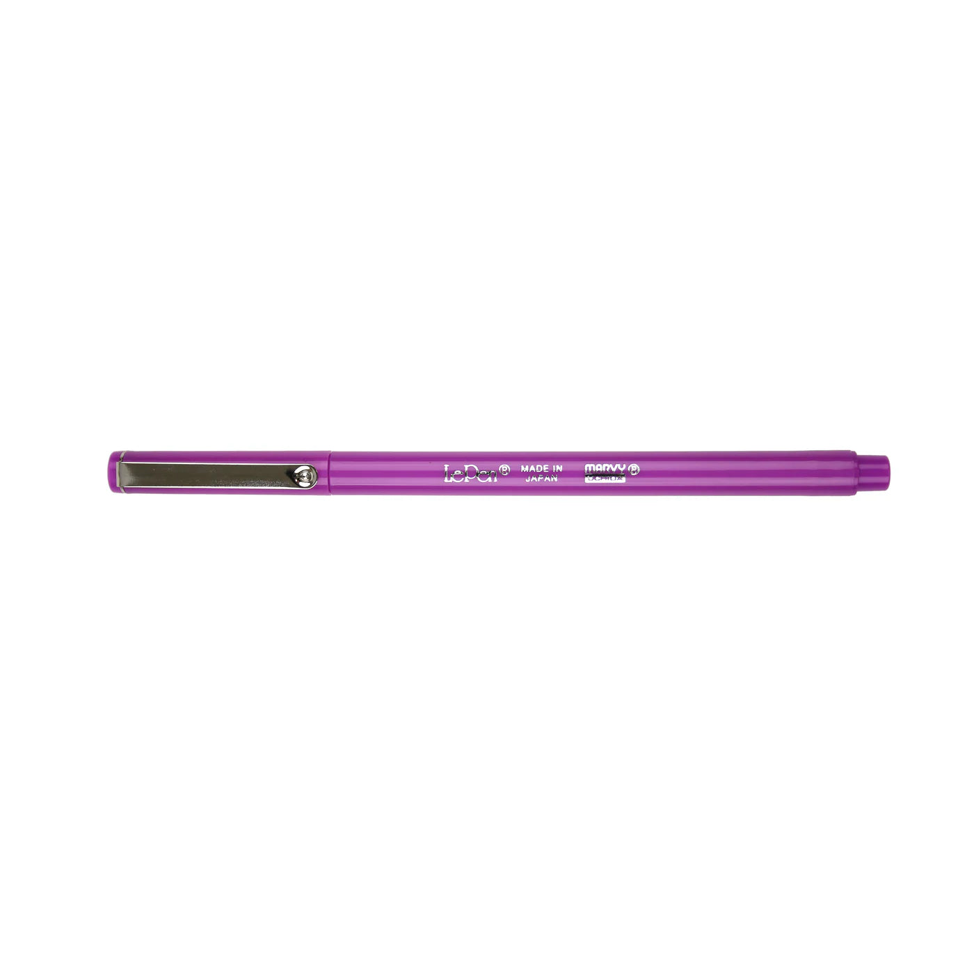 Pen shown with cap on, Marvy Uchida LePen in Fluorescent violet