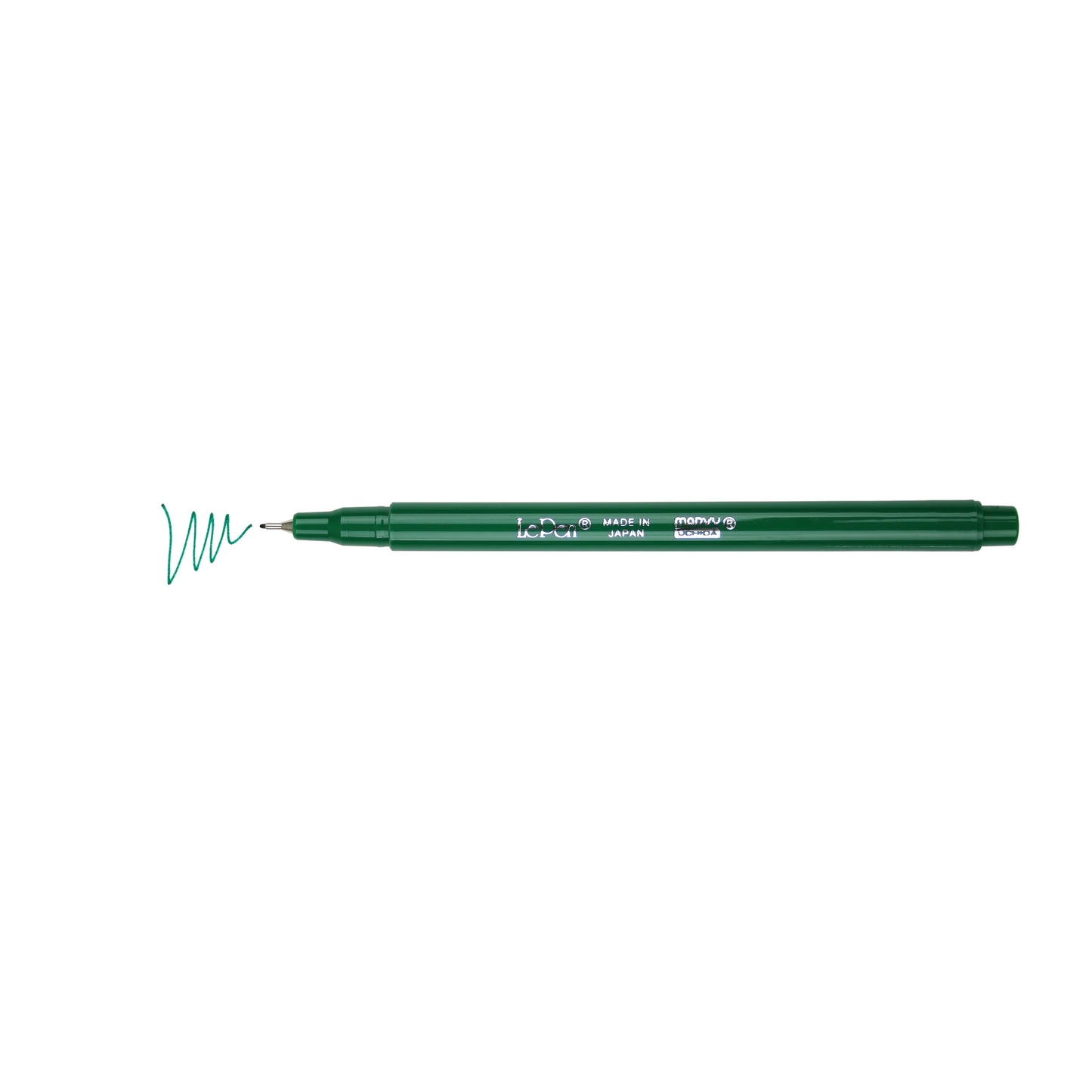 Pen with color swatch line shown, Marvy Uchida LePen in green