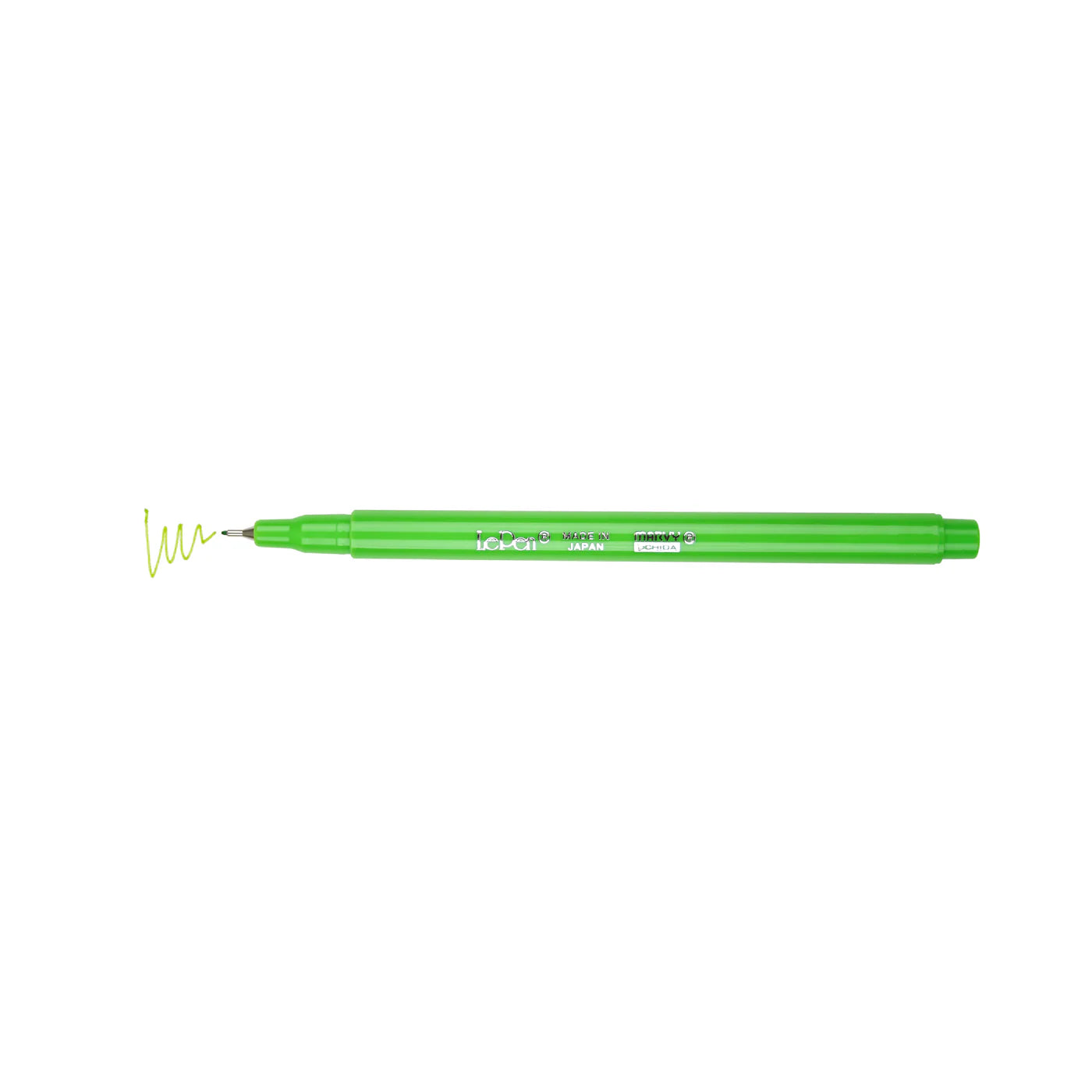 Pen with color swatch line shown, Marvy Uchida LePen in light green