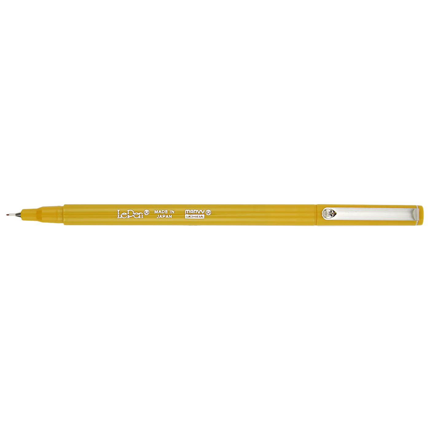Pen shown with cap on, Marvy Uchida LePen in mustard