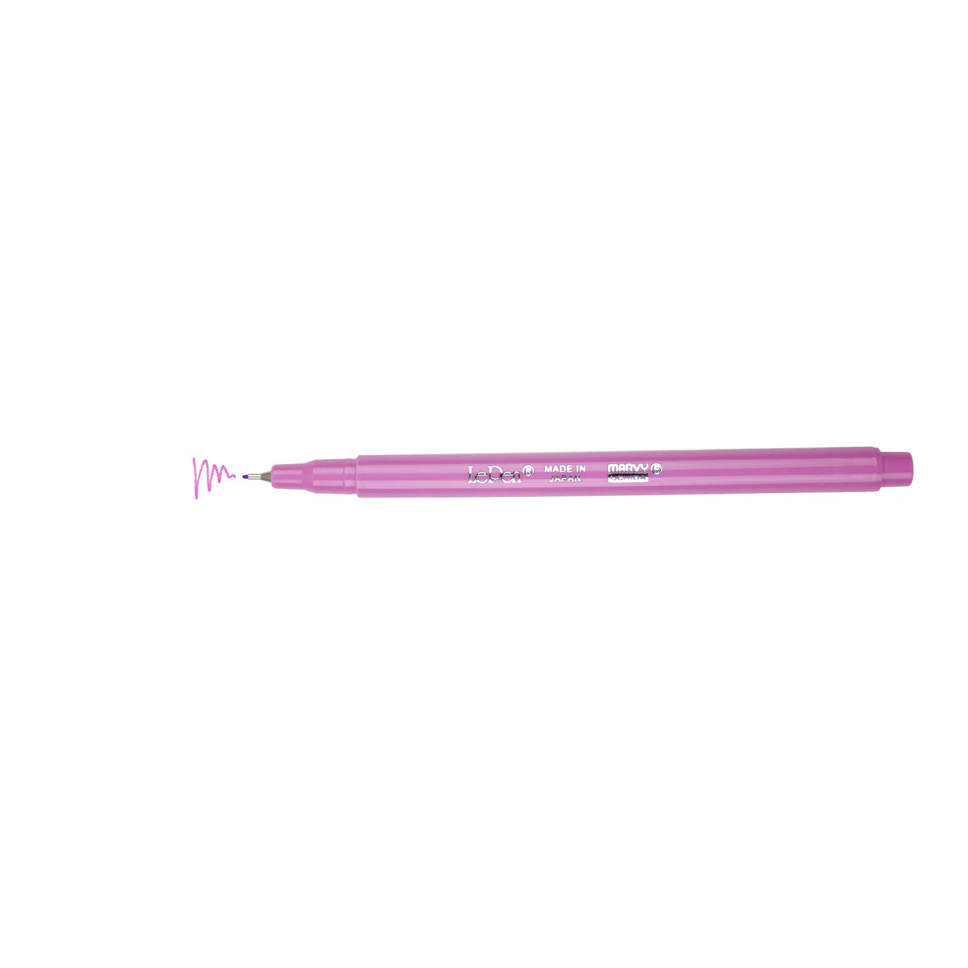 Pen with color swatch line shown, Marvy Uchida LePen in orchid
