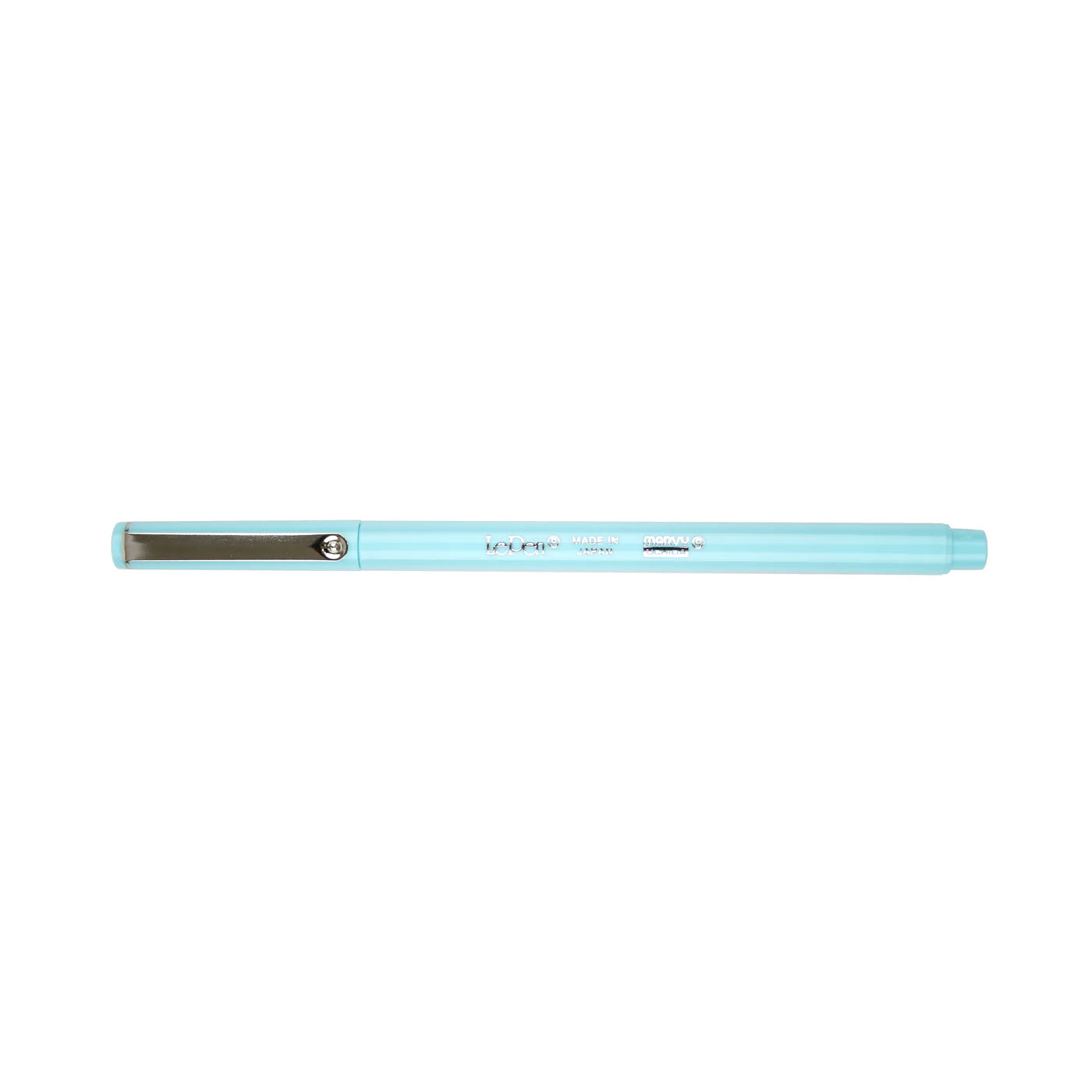 Pen shown with cap on, Marvy Uchida LePen in pale blue