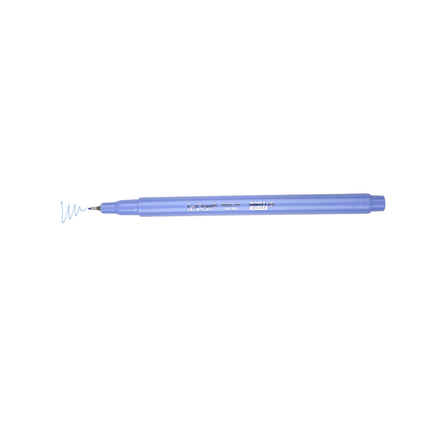 Pen with color swatch line shown, Marvy Uchida LePen in periwinkle