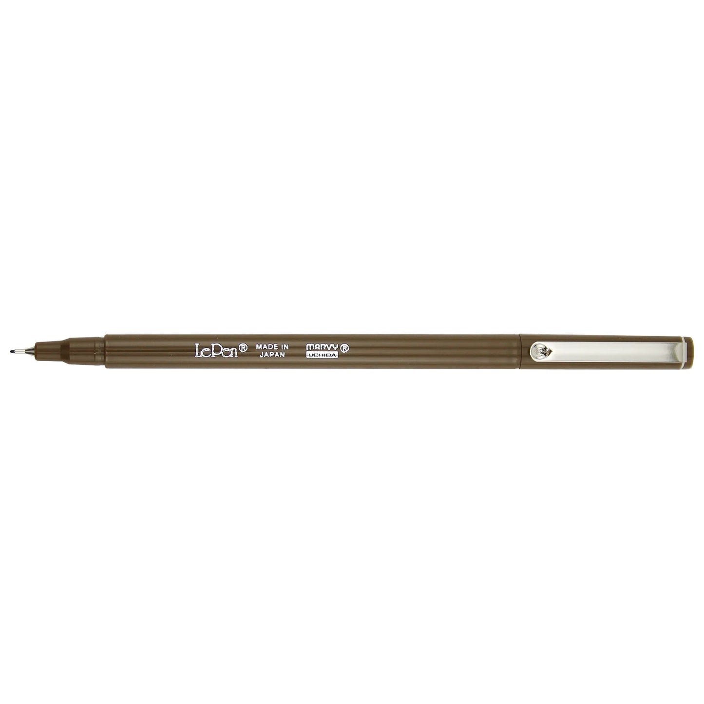 Pen shown with cap on, Marvy Uchida LePen in sepia