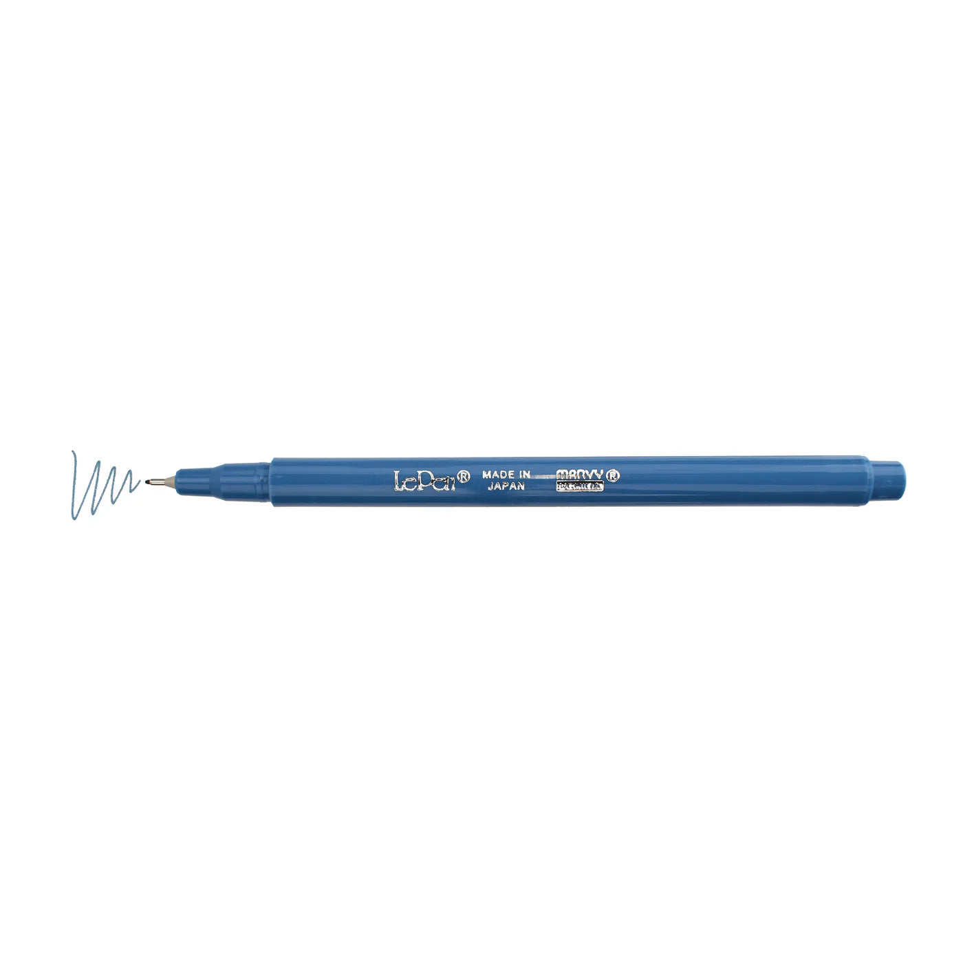 Marker with color swatch line shown, Marvy Uchida LePen in steel blue
