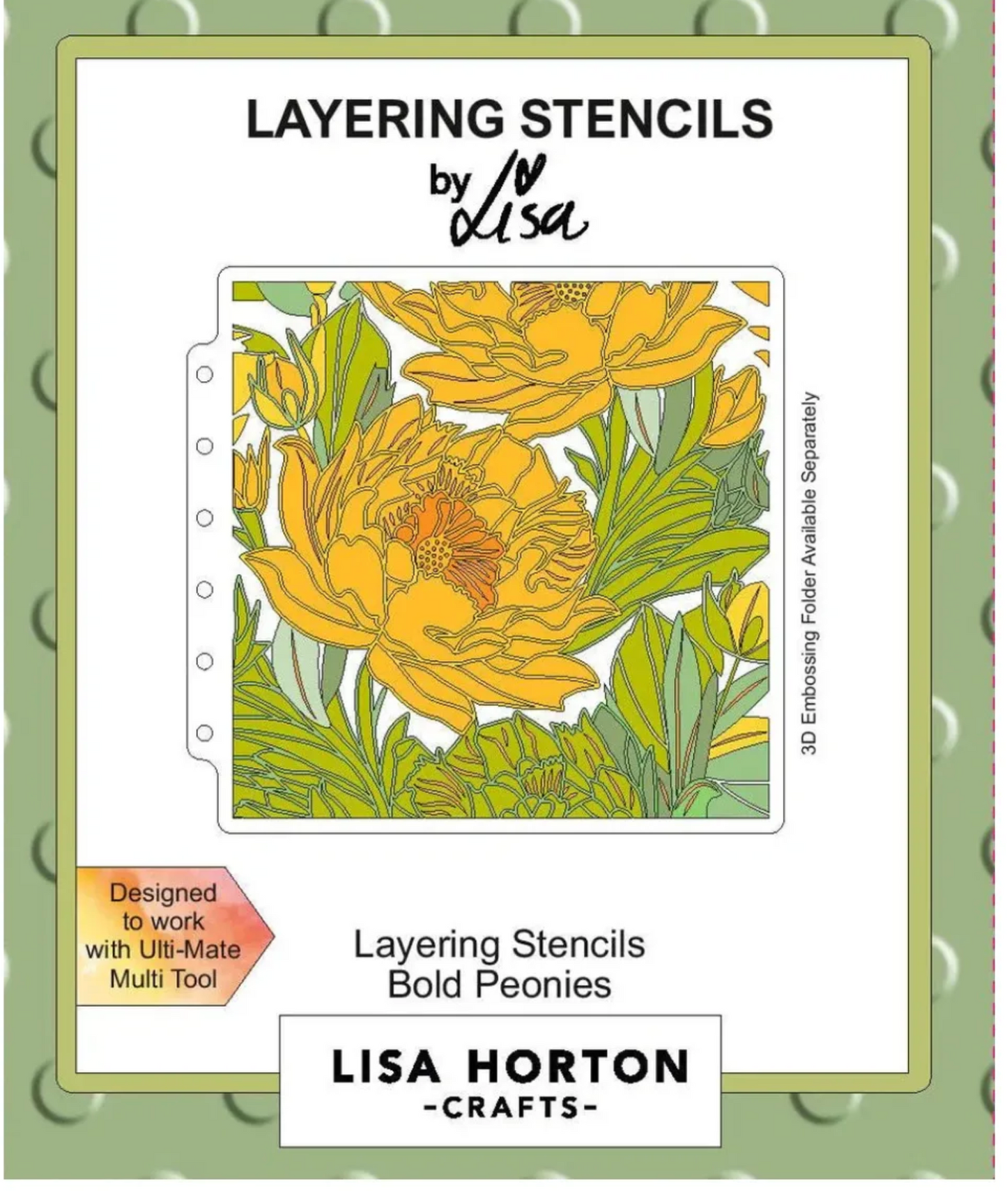 Layering stencils packaging with floral design and Lisa Horton Crafts branding.