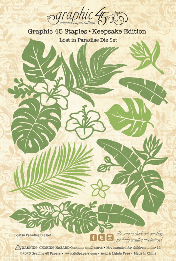 Graphic 45 Lost in Paradise — Updated Keepsake Kit with Metal Die-Set